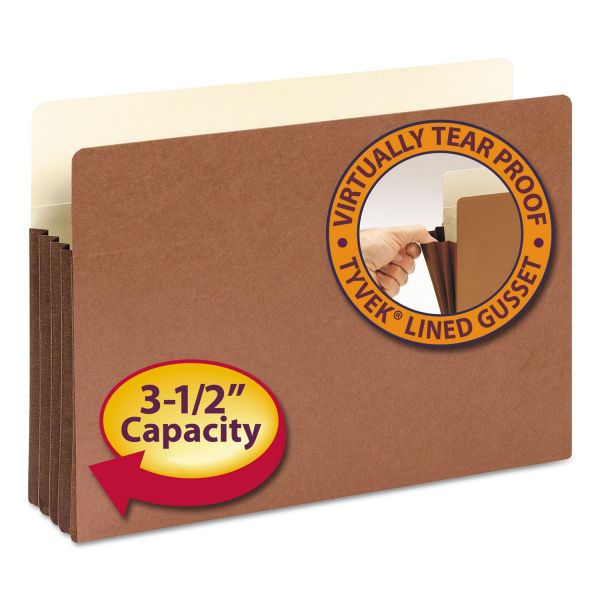 SMD74264 Smead 3 1/2" Exp File Pocket, Straight Tab, Legal, Manila/Redrope, 10/Bx