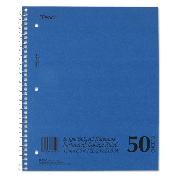 MEA06552 Mead DuraPress Cover Notebook, College Rule, 11 x 8 1/2, White, 50 Sheets