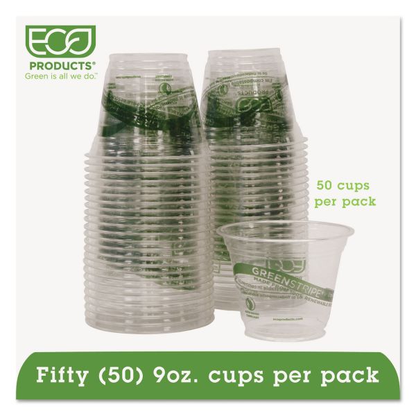 ECOEPCC9SGSPK Eco-Products GreenStripe Renewable & Compostable Cold Cups Convenience Pack- 9oz., 50/PK