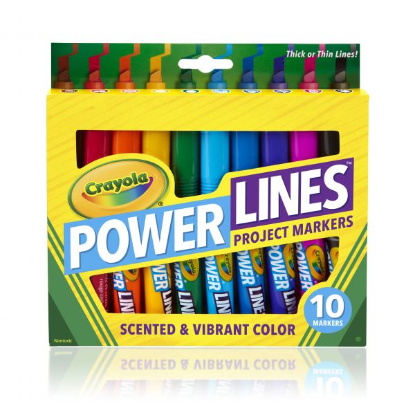 Crayola Powerlines Washable Project Markers w/Scents, Broad Chisel