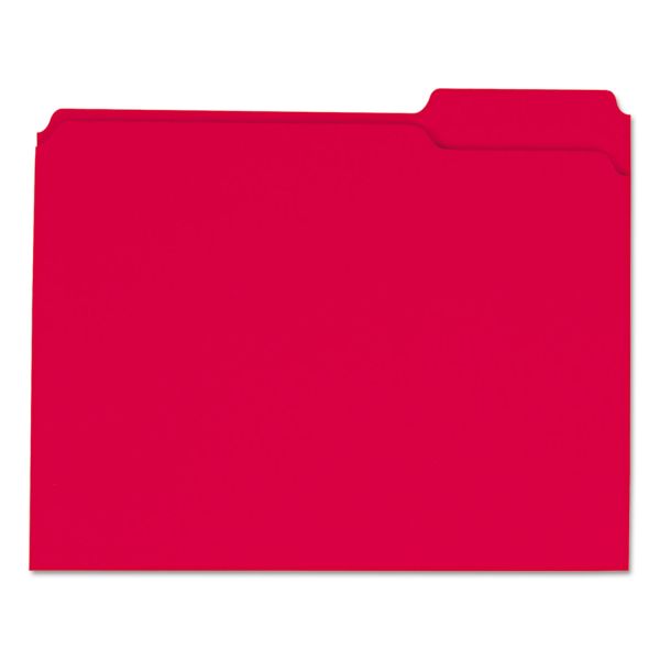 UNV16163 Universal Colored File Folders, 1/3 Cut Assorted, Two-Ply Top Tab, Letter, Red, 100/Box