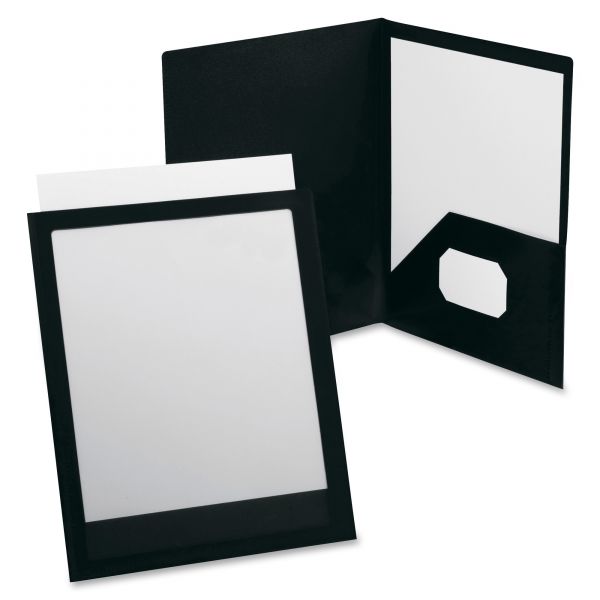 OXF57442 Oxford ViewFolio Polypropylene Portfolio, 50-Sheet Capacity, Black/Clear