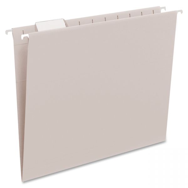 SMD64063 Smead Hanging File Folders, 1/5 Tab, 11 Point Stock, Letter, Gray, 25/Box
