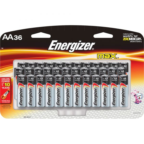EVEE91SBP36H Energizer MAX Alkaline Batteries, AA, 36 Batteries/Pack
