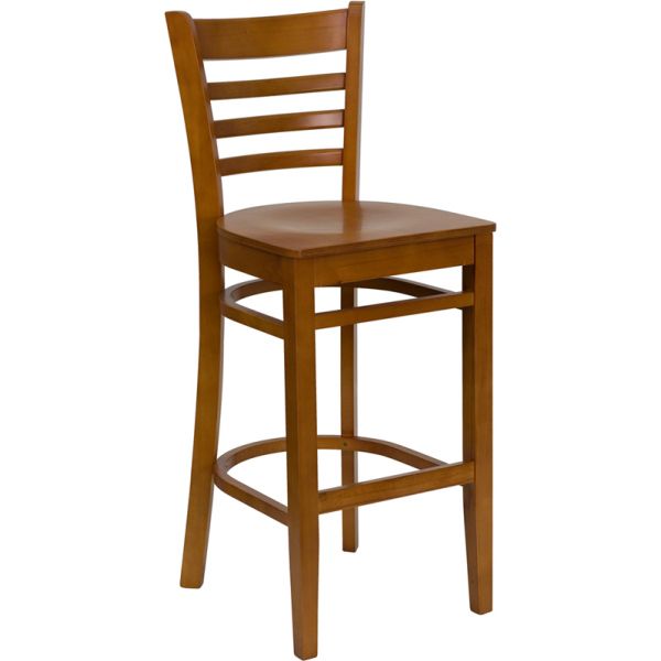 FHFXUDGW0005BARLADCHYGG Flash Furniture HERCULES Series Ladder Back Wooden Barstool