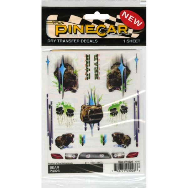 NOTM493313 Pine Car Derby Dry Transfer Decal 4"X5" Sheet