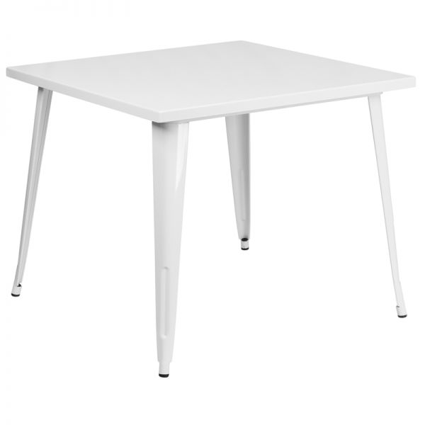 FHFCH5105029WHGG Flash Furniture 35.5'' Square White Metal Indoor-Outdoor Table