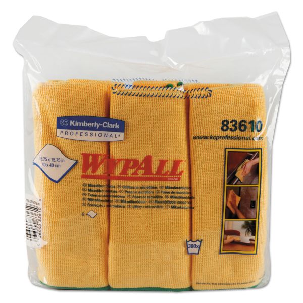 KCC83610CT WypAll* Microfiber Cloths, Reusable, 15 3/4 x 15 3/4, Yellow, 24/Carton