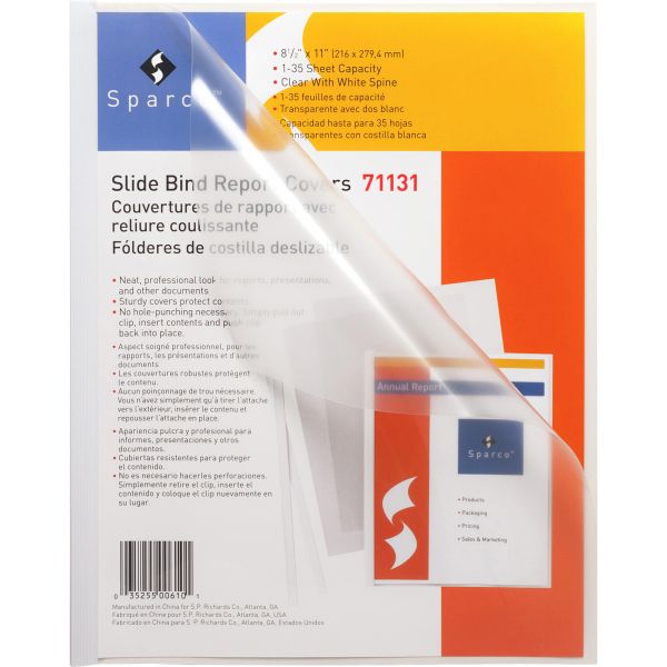 SPR71131 Sparco Slide Bind Clear Front Report Covers