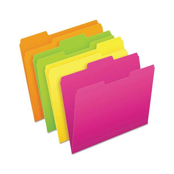 PFX40523 Pendaflex Glow File Folders, 1/3 Cut Top Tab, Letter, Assorted Colors, 24/Box
