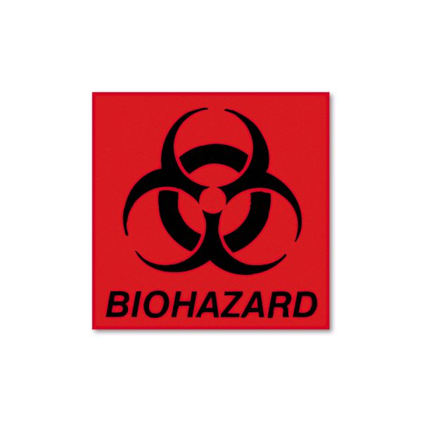 RCPBP1 Rubbermaid Commercial Biohazard Decal, 5-3/4 x 6, Fluorescent Red
