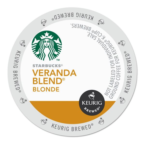 SBK011067986 Starbucks Veranda Blend Coffee K-Cups Pack, Light Roast, 24/Box