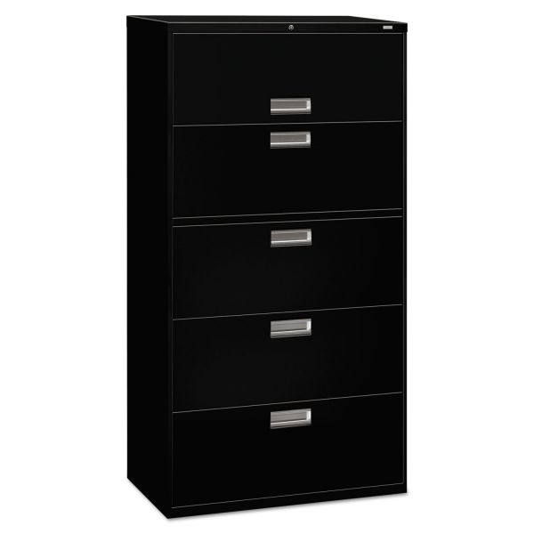 HON685LP HON 600 Series Five-Drawer Lateral File, 36w x 19-1/4d, Black