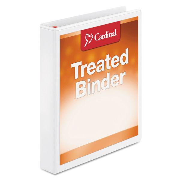 CRD32100 Cardinal Treated Binder ClearVue Locking 3-Ring View Binder, 1" Capacity, Slant-D Ring, White