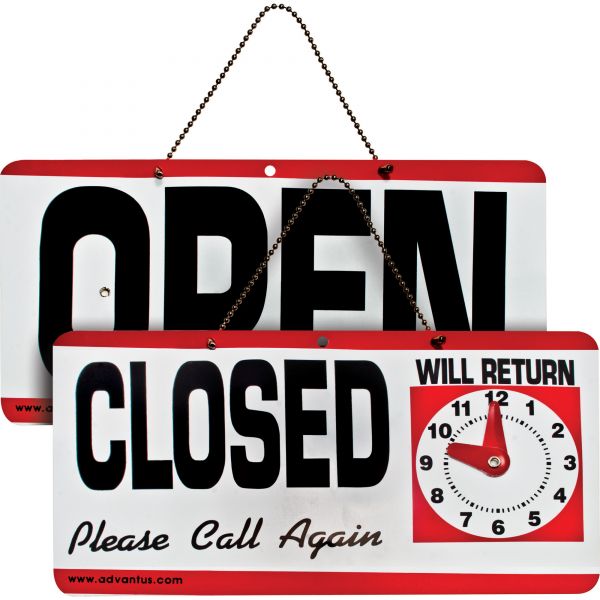 AVT83636 Advantus Open/Closed Sign with Clock