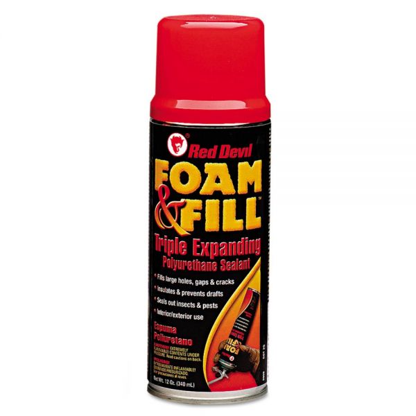 RDL0909 Red Devil Foam & Fill Expanding Polyurethane Sealant, 12oz, Champagne
