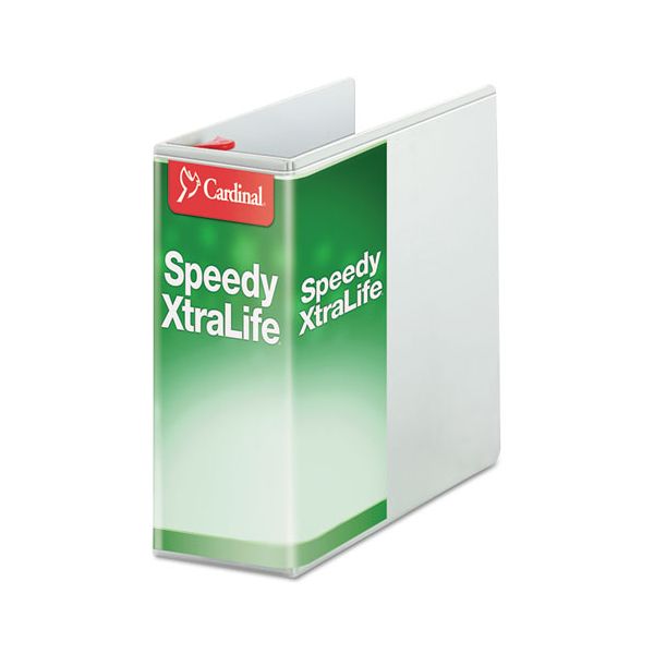 CRD59150 Cardinal Speedy XtraLife Non-Stick Locking 3-Ring View Binder, 5" Capacity, D-Ring, White