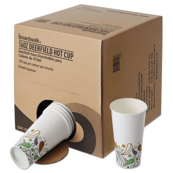 BWKDEER16HCUPOP Boardwalk Convenience Pack Paper Hot Cups, 16 oz, Deerfield Print, 180/Carton