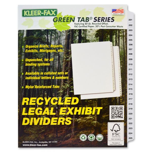 KLF83201 Kleer-Fax 80000 Series Side Tab Legal Index Dividers