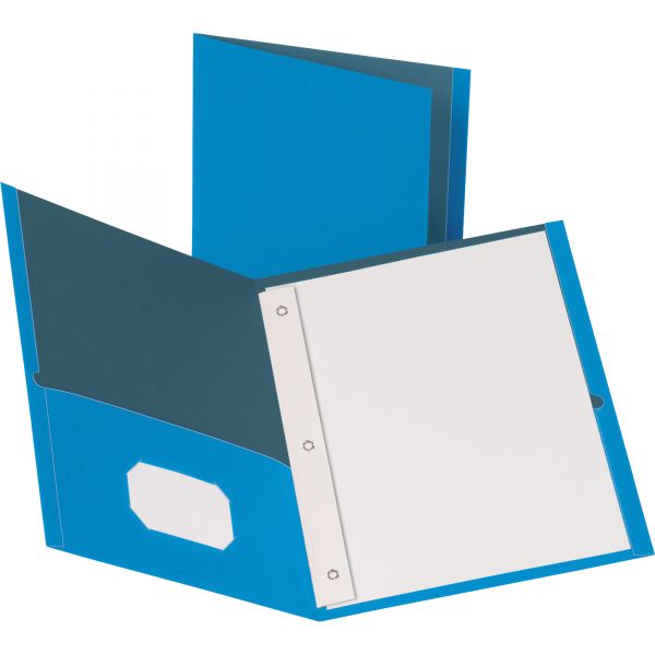 BSN78507 Business Source Light Blue Two Pocket Folders with Fasteners