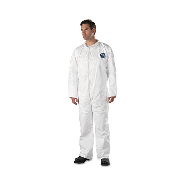 DUPTY120S2XL DuPont Tyvek Coveralls, Open Wrist/Ankle, HD Polyethylene, White, 2X-Large, 25/Carton