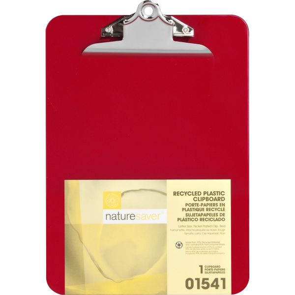 NAT01541 Nature Saver Recycled Red Plastic Clipboard