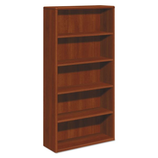 HON10755CO HON 10700 Series Wood Bookcase, Five Shelf, 36w x 13 1/8d x 71h, Cognac