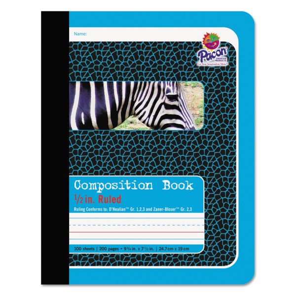 PAC2425 Pacon Composition Book, 1/2 Ruling, 9 3/4 x 7 1/2, 100 Sheets