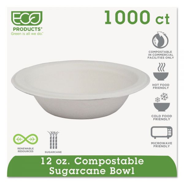 ECOEPBL12 Eco-Products Renewable & Compostable Sugarcane Bowls - 12oz., 50/PK, 20 PK/CT