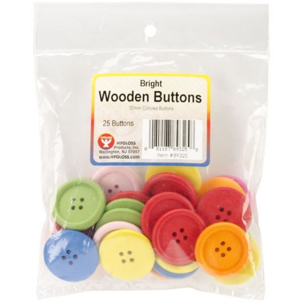 NOTM343214 Bright Wooden Buttons Assorted Colors