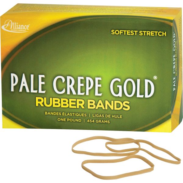 ALL20335 Alliance Pale Crepe Gold Rubber Bands, Sz. 33, 3-1/2 x 1/8, 1lb Box