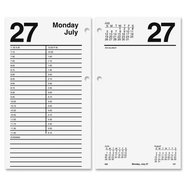 AAGE21050 AT-A-GLANCE Large Desk Calendar Refill, 4 1/2 x 8, White, 2019