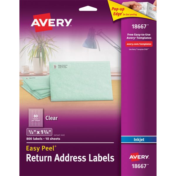 AVE18667 Avery 18667 Easy Peel Clear Return Address Labels