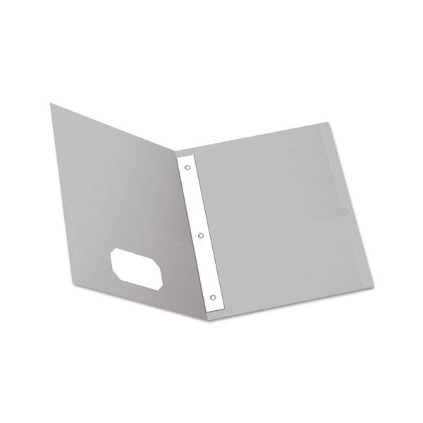 OXF57705 Oxford Twin-Pocket Folders with 3 Fasteners, Letter, 1/2" Capacity, Gray, 25/Box