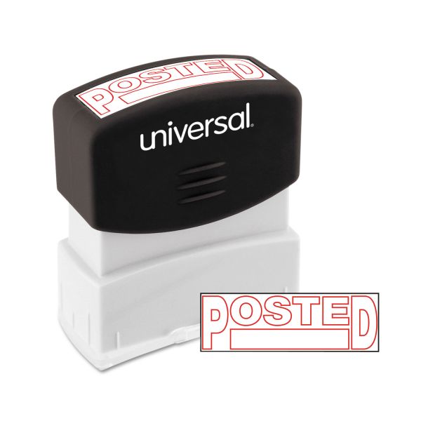 UNV10065 Universal Message Stamp, POSTED, Pre-Inked One-Color, Red