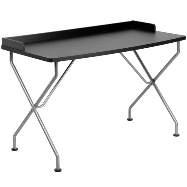 FHFNANJN2116BKGG Flash Furniture Black Computer Desk with Silver Frame