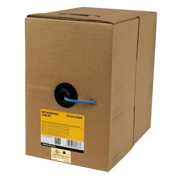 SYNX3930225 StarTech.com 500 ft Roll of Blue Plenum CMP Cat5e Solid UTP Bulk Cable