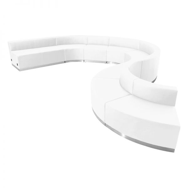 FHFZB803600SETWHGG Flash Furniture HERCULES Alon Series Melrose White Leather Reception Configuration, 9 Pieces