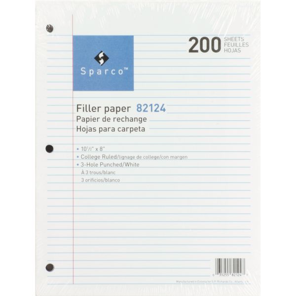 SPR82124 Sparco College Ruled Loose Leaf Paper