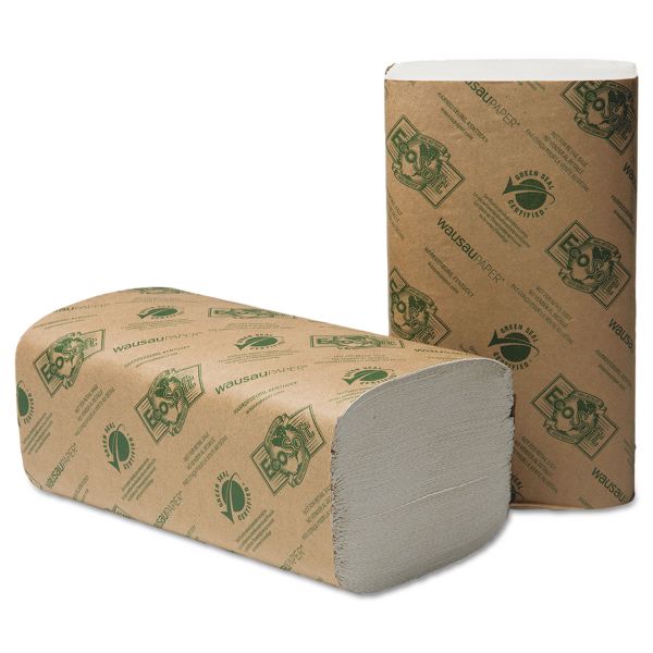 WAU147300 Wausau Paper EcoSoft Singlefold Towels, Natural White, 250 Towels/Pack, 16 Packs/Carton