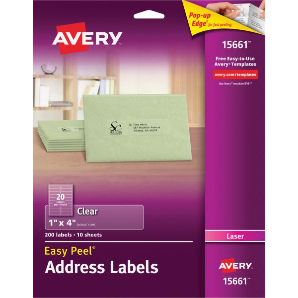 AVE15661 Avery Easy Peel Clear Address Labels