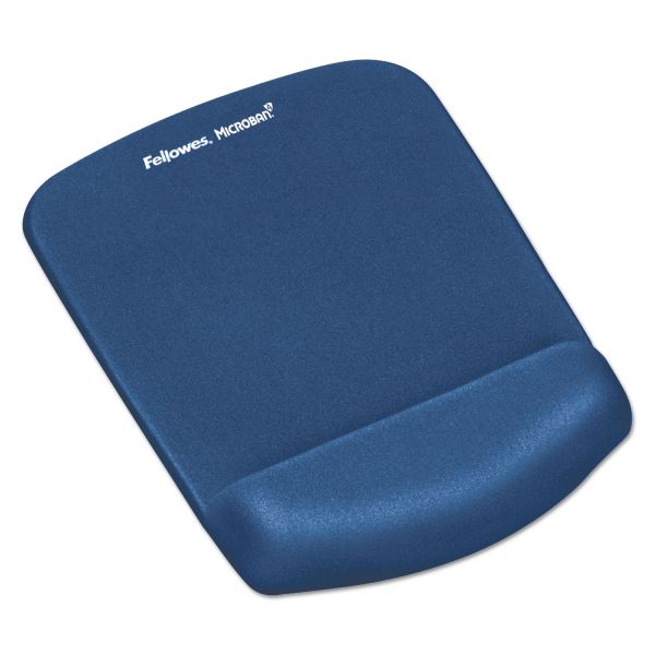 FEL9287301 Fellowes PlushTouch Mouse Pad with Wrist Rest, Foam, Blue, 7 1/4 x 9-3/8