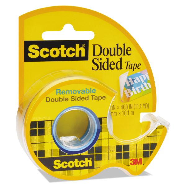 Scotch Double Sided Removable Tape In Handheld Dispenser 1 Core 0 75 X 33 33 Ft Clear Officesupply Com