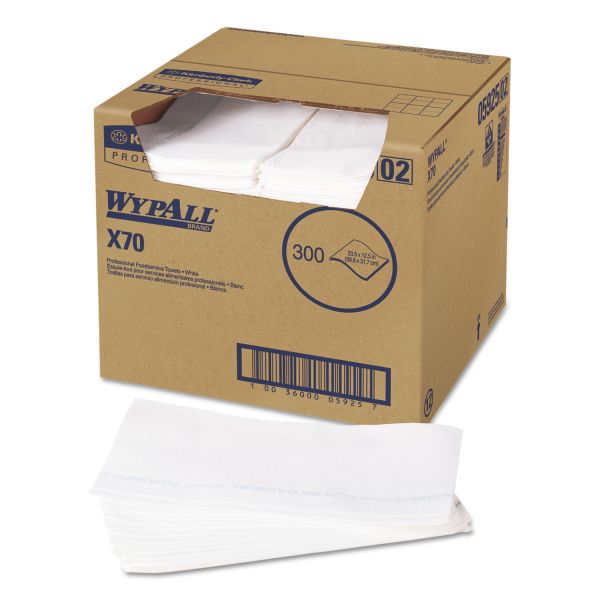KCC05925 WypAll* X70 Wipers, Kimfresh Antimicrobial, 12 1/2 x 23 1/2, White, 300/Box