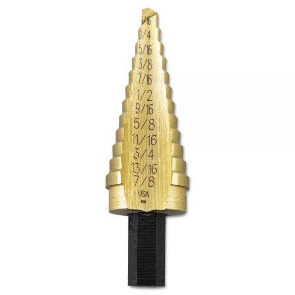 UBT15104 IRWIN Unibit Fractional Titanium Nitride Coated 12-Step Drill Bit, 3/16in to 7/8in