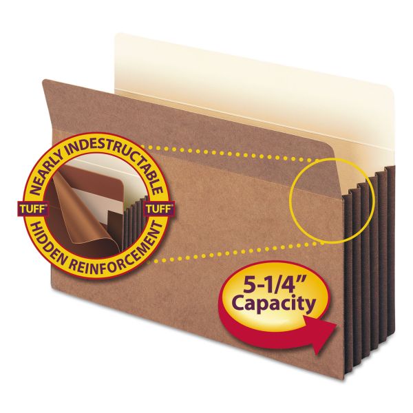 SMD74390 Smead 5 1/4" Exp Pocket w/Tyvek, Straight, Legal, Manila/Redrope, 10/Box