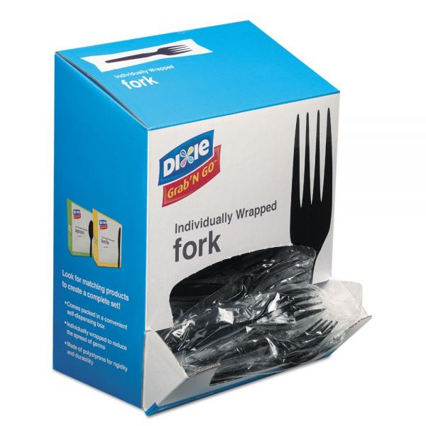 DXEFM5W540PK Dixie Grab’N Go Wrapped Cutlery, Forks, Black, 90/Box