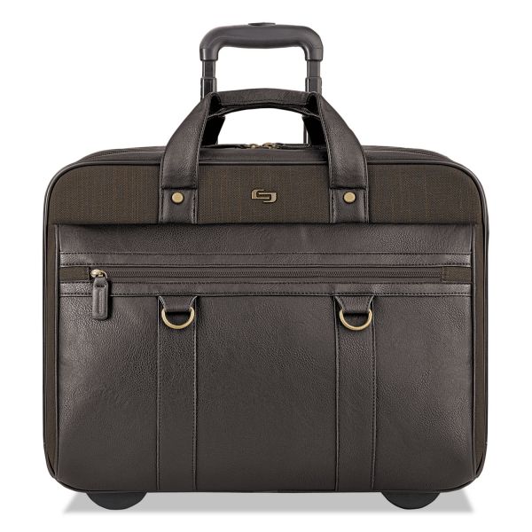 USLEXE9353 Solo Bradford Rolling Case, 17.3", 16 1/8 x 6 1/4 x 18 3/4, Olive Espresso