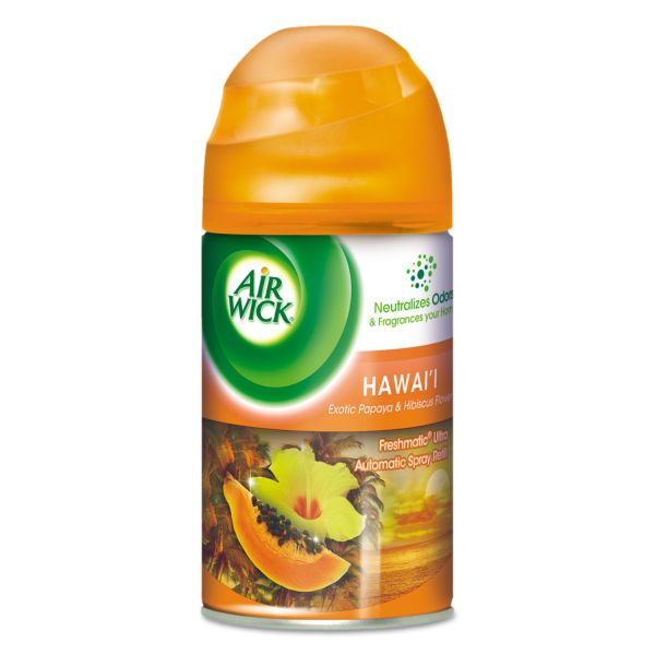 RAC85189CT Air Wick Freshmatic Ultra Spray Refill, Hawaii Exotic Papaya/Hibiscus Aerosol 6.17oz,6/CT