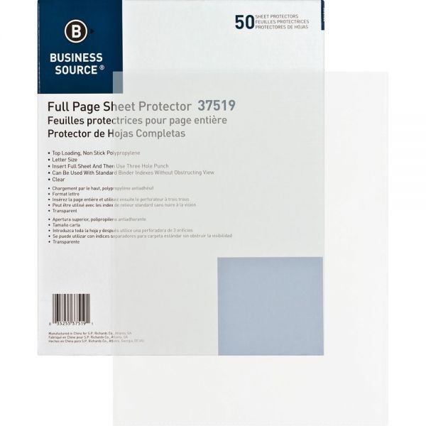 BSN37519 Business Source No Hole Sheet Protectors